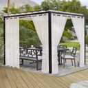 LORDTEX Burlap Linen Look Outdoor Curtains for Patio - 2 Panels Waterproof Sheer Curtains for Pergola, Porch, Cabana and Gazebo Grommet Indoor/Outdoor Voile Sheer Drapes (52 x 108 inch, Ivory)