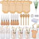 Baby Shower Prizes for Game Winners Bodysuit Shaped Cheese Board Gift with Spoons Butter Spreaders Gift Bags Kitchen Towels Bridal Shower Party Favors for Guests (Bodysuit Shaped, 4 Sets)
