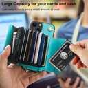 KIHUWEY Compatible with iPhone 13 Crossbody Wallet Case, PU Leather Purse Case with RFID Blocking Card Holder Detachable Wrist Strap Kickstand Cover for iPhone 13 6.1inch-(Mint Green)