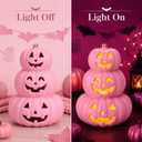 3 Tier Pink Halloween Decor Pumpkins 14" Light up Jack O Lantern