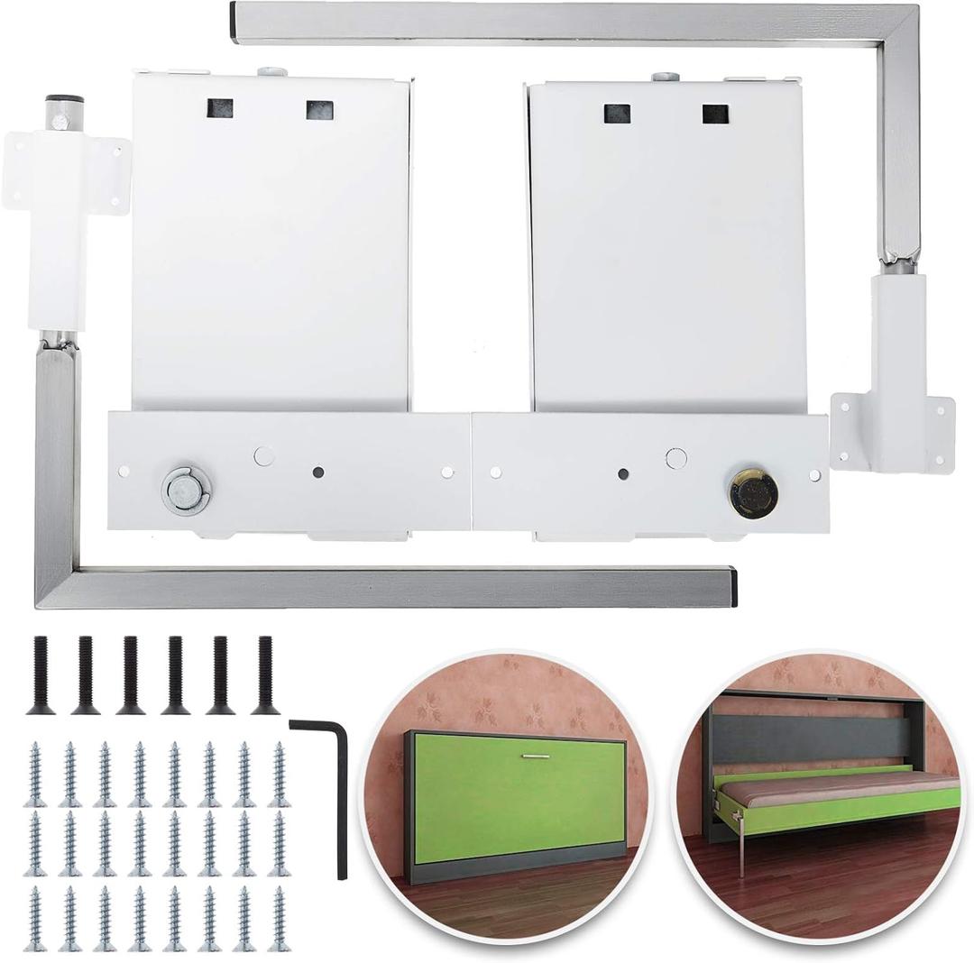 Happybuy Murphy Mounting Wall Springs Mechanism Heavy Duty Support Hardware DIY Kit for Queen Twin Size Bed (Horizontal), White