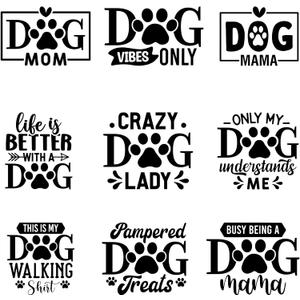 9Pcs Dog Mom Mama Iron on Decals for Clothing DIY Heat Transfer Vinyl Stickers for T-Shirt Jeans Pillow Cover Craft Appliques Decor