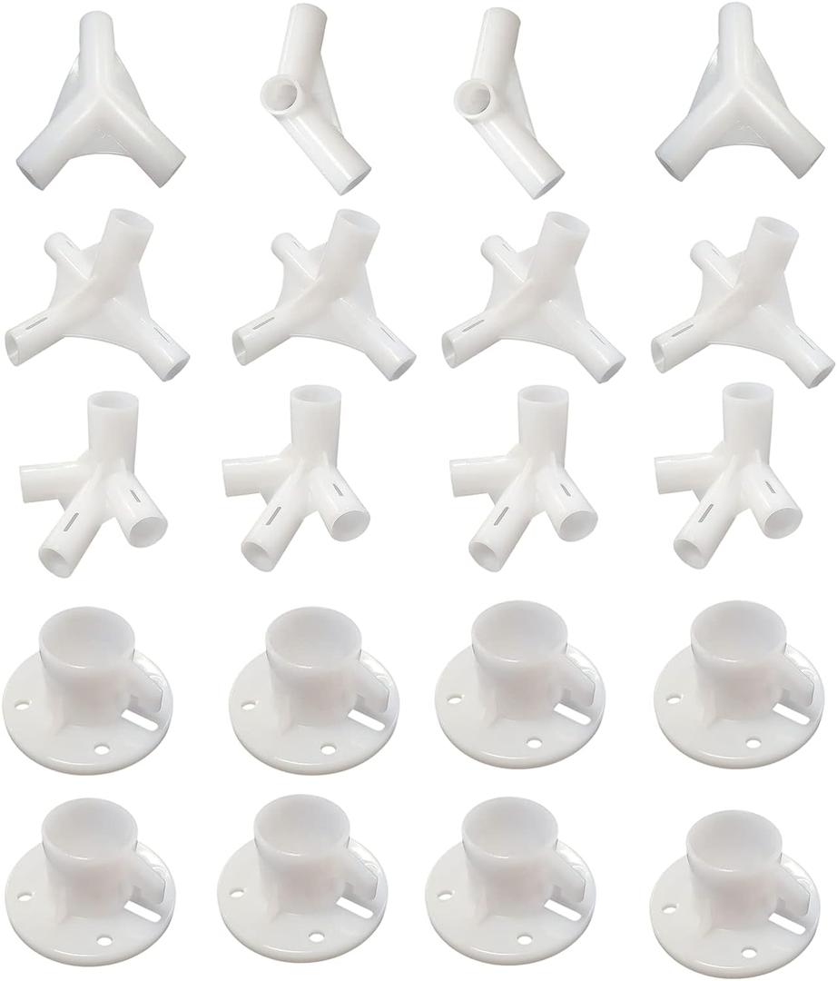 20pcs White Canopy Fitting Spare Parts for 10'x30' Outdoor Canopy Tent Patio Gazebo Awning Tent Feet Corner Center Connector (3x9 m)