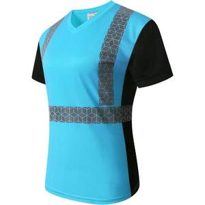 Women Safety Shirt,High Reflective T Shirt for Woman with Unusual Reflective Pattern,Short Sleeve Breathable (Blue, M)
