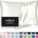 Mulberry Silk Pillow Cases Standard Size, Silk Pillowcase for Hair and Skin, Anti Acne Cooling Sleep Both Sides Natural Silk Satin Pillow Covers with Hidden Zipper, Gifts for Women Men, Ivory (Standard - 2026 Inch)