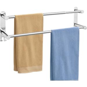 Stainless Steel Double Towel bar,adjustable16-28IN Double Towel Racks for Bathroom Wall Mounted,Suitable for Bathrooms and Kitchens