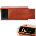 Heavy Slide-top Chess Pieces Storage Box Wooden Case Only 12.5 x 5.5 x 4 Inches with Flannel Lining with 2 Large Storage Compartments Hold a Set of Chess Pieces from 3.0" to 4.4" (CRACKED)