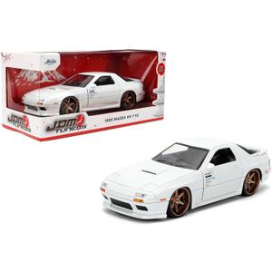 Jada Toys JDM Tuners 1:24 Scale Die-Cast 1985 Mazda RX-7 (FC) Volk Racing, Opening Doors, Detailed Interior, Rubber Tires, Collectible for Ages 8+(White)