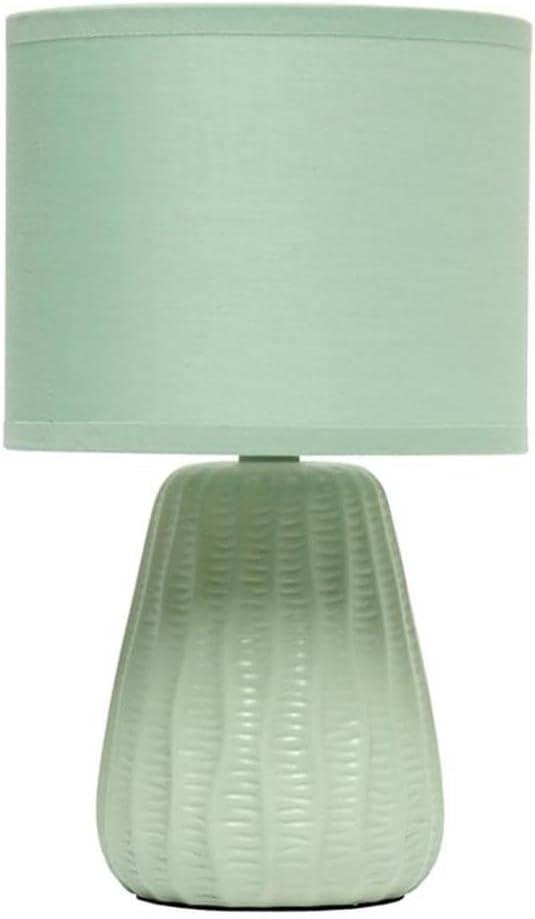 Simple Designs LT1138-SGE 11.02" Traditional Mini Modern Ceramic Texture Pastel Accent Bedside Table Desk Lamp w Matching Fabric Shade for Decor,Bedroom, Nightstand, Living Room, Entryway, Sage Green