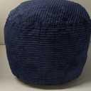 HIGOGOGO Round Stuffed Pouf Ottoman, Corduroy Poufs with Foam Chunk Filling, Furry and Fluffy Pouf Foot Stool Storage Ottoman, 20 X 15 Floor Poufs Foot Rest for Living Room, Navy
