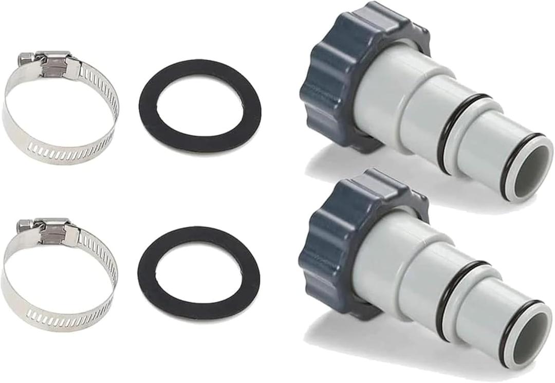 TonGass (2-Pack) Replacement Threaded to Clamp Style Hose Adapter for Intex Pool Sets with 1.5 and 1.25-Inch Hose Fits Filter Pumps, Chlorine Generators, Salt Systems with Threaded Hoses Connections