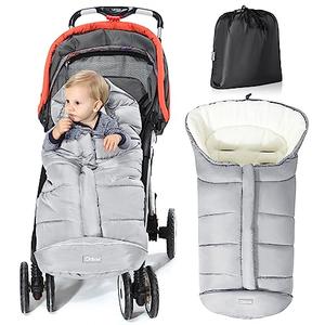 Orzbow Stroller Footmuff Universal - Weather-Proof Bunting Bag for Toddler, Warm Fleece Sleeping Bag for Cold Weather, Easily Attaches to Most Strollers, Baby Boys Girls Winter Essentials, Light Grey