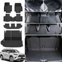 Floor Mat Cargo Mat for 2020-2024 2025 2026 Toyota Highlander 7 Seat Car Mat Accessories(Both Hybrid and Gas), All Weather TPE Cargo Liner Trunk Mat with Backrest Mat(Highlander-Full Set)