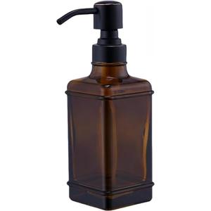 Qeemee Soap Dispenser, 10 Oz Antique Design Thick Glass Hand Dispensers; with 304 Rust Proof Stainless Steel Pump, for Kitchen, Bathroom- Oil Rubbed Bronze