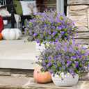 Outdoor Artificial Flowers UV Resistant, 20 Bundles Fake Realistic Floral Greenery Plants for Outside Porch, Window Boxes, Garden, Yard, Inside Home Table Decor, Purple