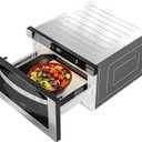 KoolMore 24 Inch Stainless-Steel Microwave Drawer with 1.2 cu. ft. Capacity, 1000W Power with 10 Custom Cooking Levels, Memory, and Timer Functions, Wall-Mounted with Flat Bottom (KM-MD-1SS)