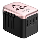 Universal International Power Travel Plug Adapter, 5 in 1 European Travel Plug Adapter W/ 3.5A 2xUSB-A and 2xUSB C Wall Charger and Worldwide AC Outlet for Europe USA UK AUS(Rose Gold)