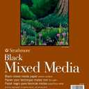 Strathmore 400 Series Mixed Media Paper, Black, Foldover Pad, 9x12 inches, 15 Sheets (184lb/300g) - Artist Paper for Adults and Students - Watercolor, Gouache, Graphite, Ink, Pencil, Marker