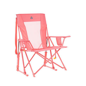 GCI Outdoor Comfort Pro Rocker Foldable Rocking Camp Chair, Blush
