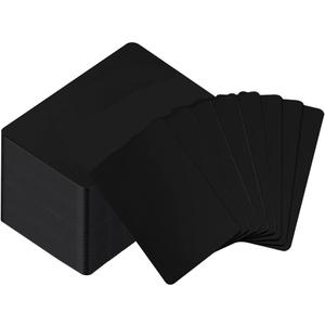 50 PCS Metal Business Card 0.8 mm Thickness Aluminum Metal Blanks Cards for Laser Engraving Home Office Customer DIY Gift Plate Invitations, 3.4 x 2.1 Inch, Black