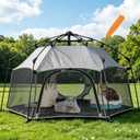Quickup Outdoor Cat Enclosure 44" Pop-Up Catio with 2 Doors, Waterproof & Portable, Mesh Wall, Connectable to Play Tunnels,Indoor/Outdoor Cats Enclosed Playpen for Patio Balcony Courtyard Camping-Grey
