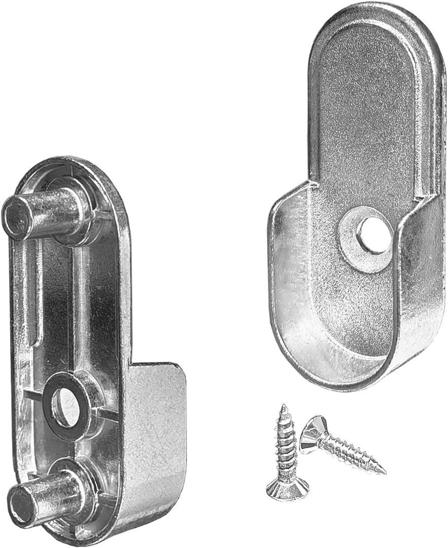 15mm x 30mm Oval Closet Rod End Supports (Single Hole) with Rear Facing 6.5mm Pins (Pack of 40) (Chome 40 pcs)