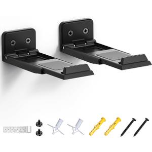 ELETIUO Soundbar Wall Mount Bracket for Samsung, LG, Sony, JBL, Vizio, Sonos and More, Depth Adjustable 3.5-6.1, Soundbar Shelf Under TV, Black