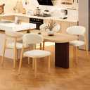 Kitchen Dining Chairs Set of 4 Modern Upholstered Leather Farmhouse Dining Room Chair with Metal Legs, Beige, 17.7 inches x 15 inches x 31.1 inches