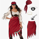 Women's Pirate Dress Up - Adult Cosplay Outfit with Accessories for Halloween Party, Medium