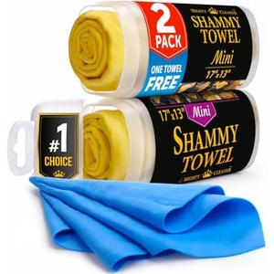 Premium 2pk Mini +1 Free Shammy Cloth for Car Drying - 17”x13” - Super Absorbent Chamois Towel for Car - Scratch-Free, Reusable & Soft Cleaning Towel