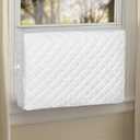 Air Conditioner Covers for Inside: L Size-25"(L) x 18"(H) x 3.5"(D) Beige Indoor AC Cover for Window Unit for Winter, Windproof Waterproof Snowproof for Bedroom Living Room Apartment