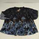 Timeson Women's Short Sleeve V Neck Blouses Shirts Floral Double Layers Mesh Tunics Tops XXL