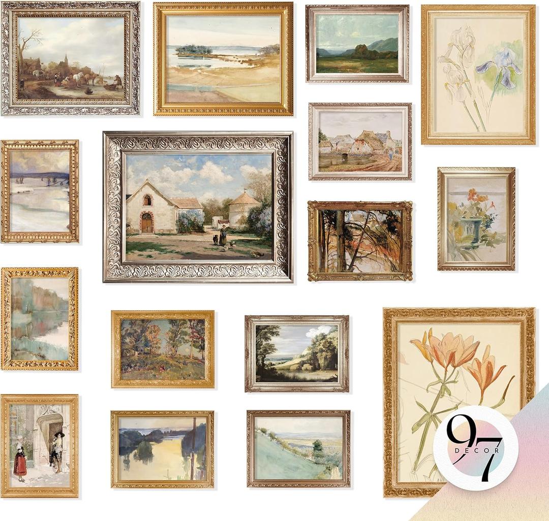 97 Decor Large 11x14 Vintage Wall Art Prints - 16 Unframed Posters, Farmhouse French Country Decor For Bedroom, Living Room, Dining Room, Kitchen