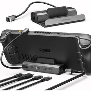 JSAUX Upgraded Docking Station 4K@120Hz for Steam Deck OLED/ROG Ally X/Legion Go/MSI Claw, 5-in-1 Steam Deck Dock with HDMI 2.1, 100Mbps Ethernet, USB 2.0 and 100W Charge for Steam Deck LCD-HB0602 (Gray)