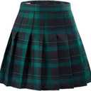 Women Pleated Skirt Tennis Golf Skorts with Lining Shorts Athletic Pleated Skirts for Women (4X-Large, Green Plaid)