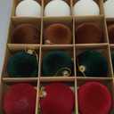 16 Pcs Velvet Christmas Tree Ornament Set - 3.15-Inch Flocked Shatterproof Christmas Balls, Bulk Hanging Xmas Baubles for Holiday Parties, Weddings & Home Decoration (Deep Red, Green, Brown, Beige)