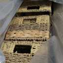 Suzile 4 Pcs Wicker Storage Basket Water Hyacinth Seagrass Woven Baskets for Organizing Square Wicker Storage Cubes with Handles Natural Organizer Baskets Pack for Shelves Bedroom, 12 x 8 x 6.3 Inch