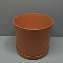 Bloem Mathers Round Planter with Saucer Tray: 12" - Terra Cotta - Modern Design, Durable Plastic Pot, Removable Saucer, for Indoor & Outdoor Use, Gardening, 5.8 Gallon Capacity