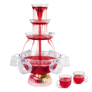 Nostalgia 3Tier Party Fountain Holds 1 Gallon, LED Lighted Base, Includes 5 Reusable Cups, Clear