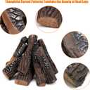 Skyflame Large Ceramic Logs for Gas Fireplace, 10 Piece Set of Heat Resistant Realistic Logs for Decorate Firepit, Gas Inserts, Ventless & Vent Free