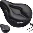 Bike Seat Cushion, Comfort Bike Seat Cover for Men Women, Exercise Bicycle Seat Cushion Padded Cover Compatible with Peloton, Mountain Stationary Bikes (Black)