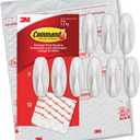 Command Medium Designer Hooks, Damage Free Hanging Wall Hooks with Adhesive Strips, No Tools Wall Hooks for Hanging Decorations in Living Spaces, 9 White Hooks and 12 Command Strips