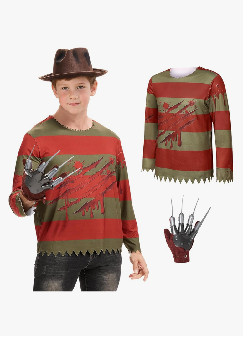 Morph Nightmare Killer Costume Kids With Claw, Scary Halloween Costumes For Kids, Large 