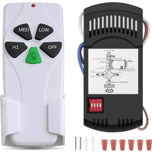 Universal Ceiling Fan Remote Control Kit, Replacement for Hunter/Harbor Breeze/Hampton Bay/Honeywell/Litex, with Receiver, 3-Speed, Light Dimmer, Replace FAN-53T 2AAZPFAN-53T FAN-11T KUJCE9103 UC7030T