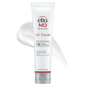 EltaMD UV Facial SPF 30+ Sunscreen Moisturizer Face Lotion, Broad Spectrum Moisturizing Sunscreen with Hyaluronic Acid, Non-Greasy, Mineral-Based Face Sunscreen with Zinc Oxide, 3.0 oz Tube (3 Ounce (Pack of 1))