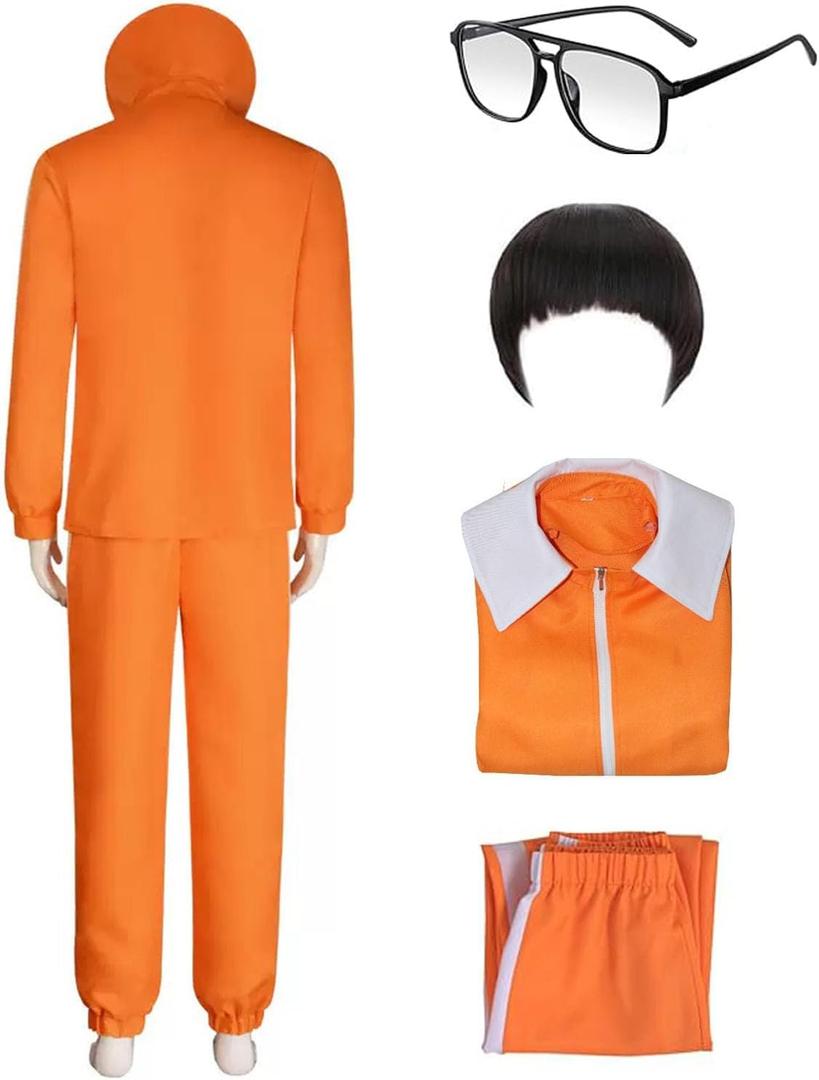 Men's Sportswear, including Black Square Eyeglass Frames and Wigs, Suitable For Sports, Role-Playing Parties, and Daily wear