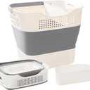 JOSUCLEN Collapsible Laundry Basket Plastic, 35L Foldable Laundry Basket for Small Spaces, Plastic Laundry Hamper with Handles, Pop up Laundry Basket Organizer ContainerGray