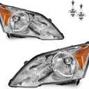 for 2007-2011 HONDA CR-V EX, EX-L, LX, SE [4-Door Sport Utility] Headlights Pair Headlamp set Chrome Housing Amber Reflector L+R Side