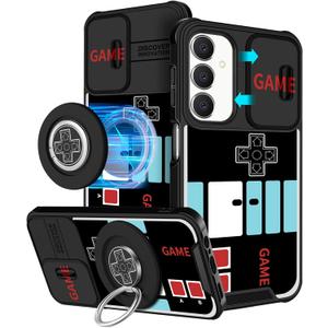 Funermei for Samsung Galaxy A25 5G Phone Case - [2in1] Women Girls Cute Boys Phone Cover Men Funny Unique Game Camera Cover Compatible with MagSafe Ring Holder Stand for Samsung A25 5G Cases 6.5