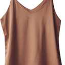 Wantschun Womens Silk Satin Camisole Cami Plain Strappy Vest Top T-Shirt Blouse Tank Shirt V-Neck Spaghetti Strap XS-4X (Basic - Brown)